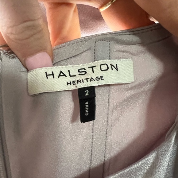 Halston Heritage Deep V Silver Dress - Picture 5 of 11